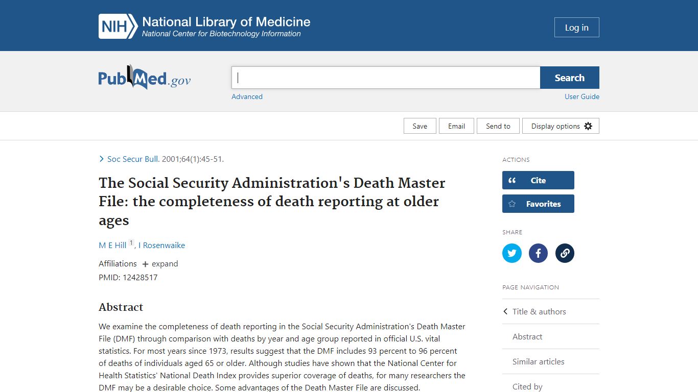The Social Security Administration's Death Master File: the ...